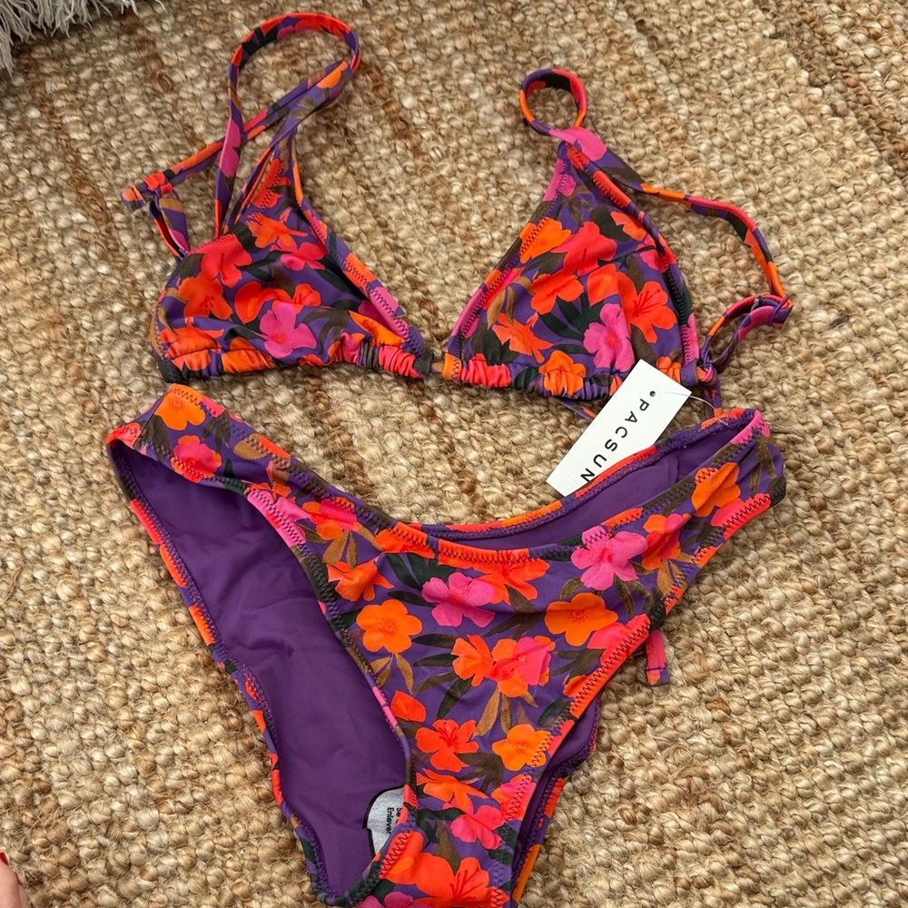 PacSun Purple and Red Floral Bikini